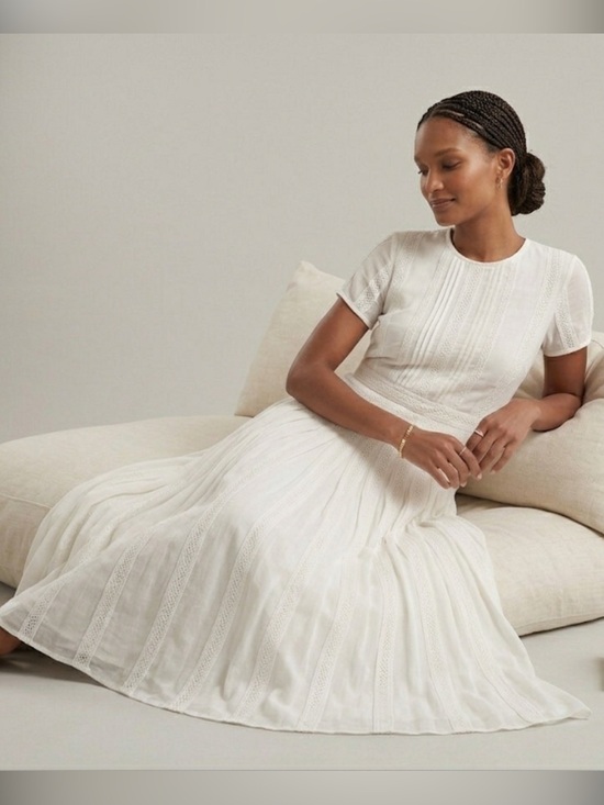 J. Crew Dresses & Skirts - J.Crew Ivory Embroidered Midi Chiffon Fit and Flare Dress Size 10